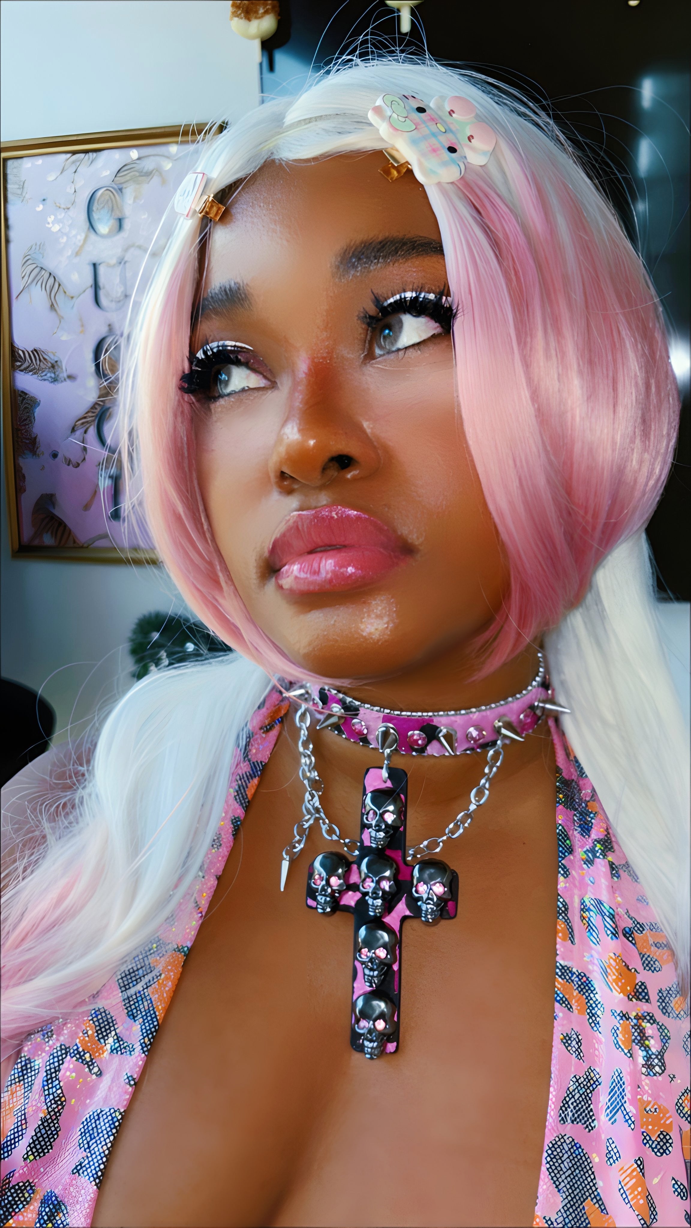 Cat Cranium Cross Choky(Blush)