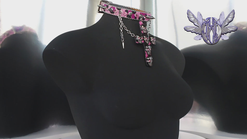 Cat Cranium Cross Choky(Blush)